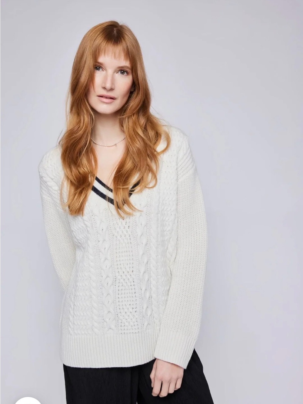 Gentle Fawn Cable Knit V-Neck Sweater w